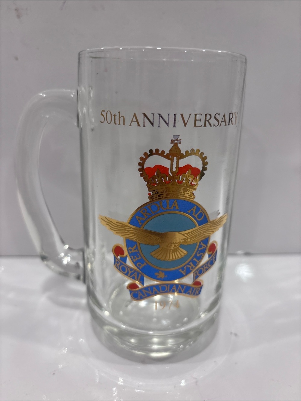 Vintage 1974 Royal Canadian Air Force RCAF 50th Anniversary Glass Beer Mug